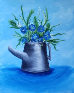blue bouquet paint and sip painting event paint and sip