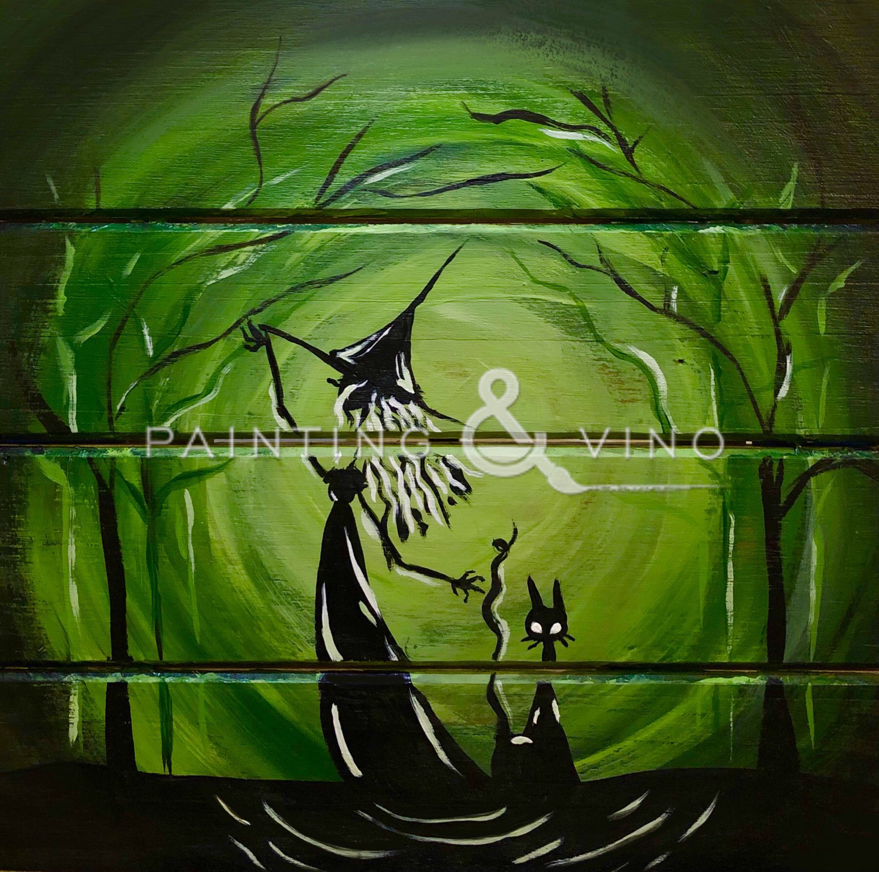 Halloween Witch Wood Panel | Painting & Vino