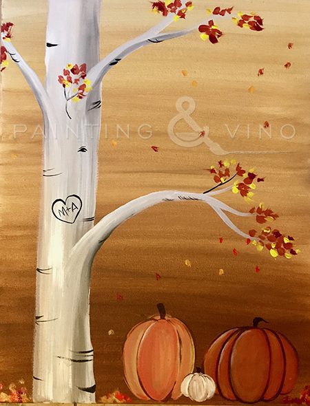 Image of painting called Autumn Ambiance, paint and sip painting event at Back Forty!
