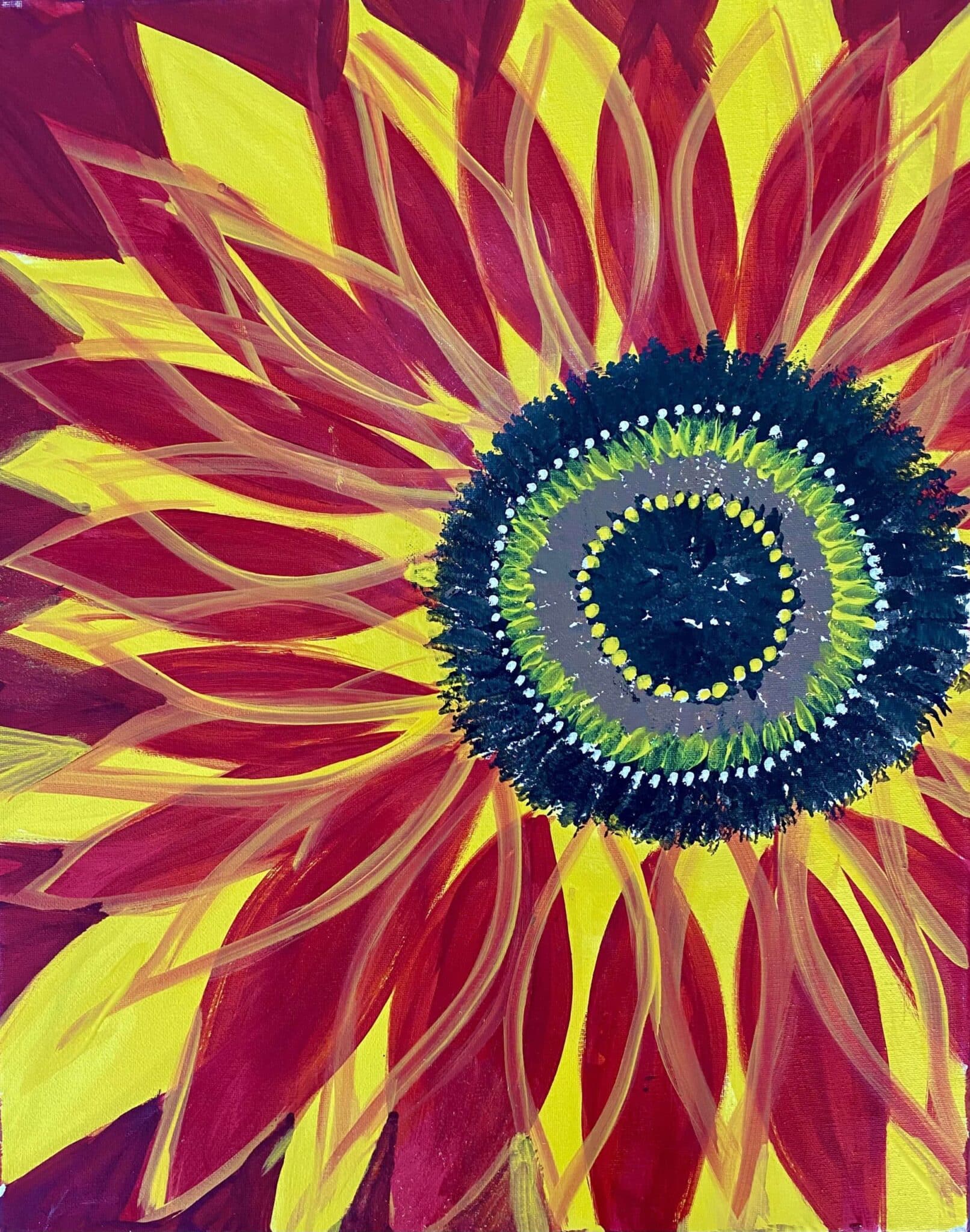 Sunflower mandala at Zubies dry dock restaurant