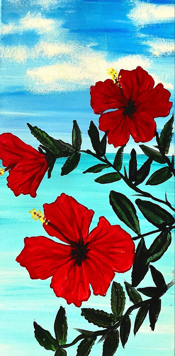 10x20hibiscus | Painting and Vino