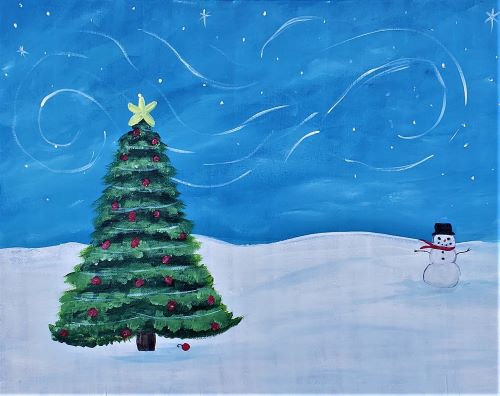 Christmas is coming is a tree in the snow painting