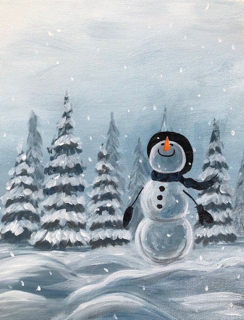 winter snowman painting
