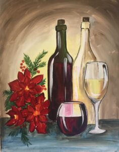 Image of painting called Holiday Wine paint and sip painting event at Golden Finch in Sacramento