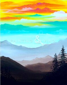 Image of painting called Catalina Sunrise Paint and Sip at The Hoppy Vine Oro Valley