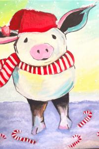 Image of painting called Christmas Piggy - Wine and Paint Night