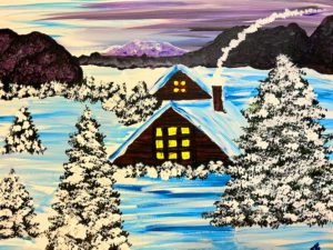 Image of painting called Winter Cabin Lunch and Paint
