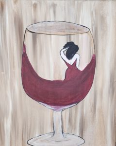Image of painting called Paint and sip this beautiful "Lady & Vino"