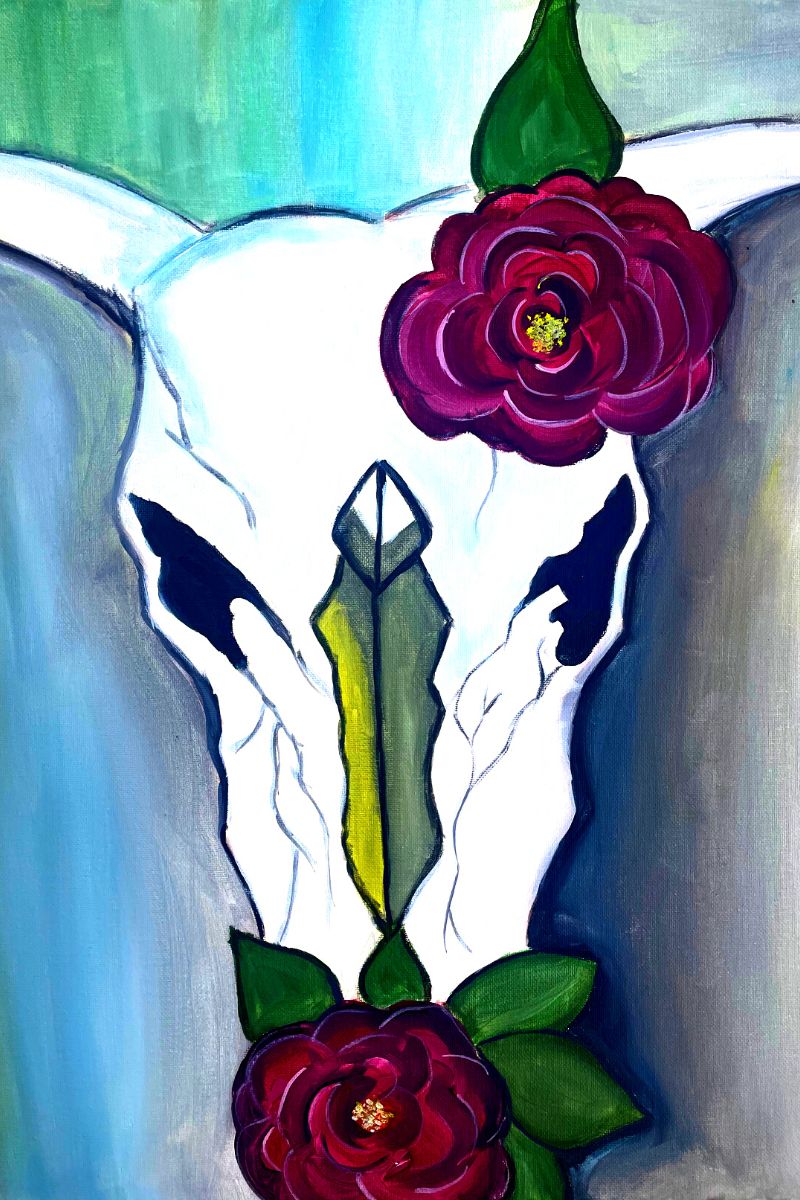 o’keeffe’s cow skull with roses