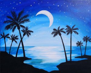 Image of painting called 'Moonlit Paradise' Paint Class