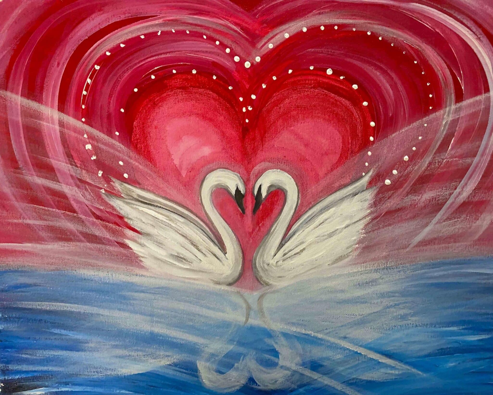 Swans and lovers | Painting & Vino
