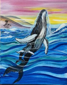 Image of painting called 'Whale Breach' - Paint and Sip Event