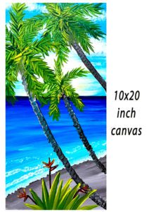 Image of painting called 10x20 inch Beach Palms with Erin