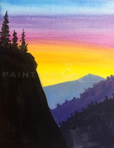Image of painting called Mountain Sunset Paint and Sip in Oracle, AZ