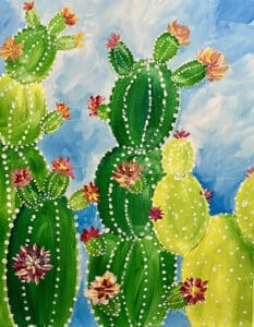 Image of painting called "Blooming Cactus" - Bushfire Kitchen Del Mar