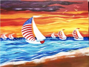 Image of painting called 'Sailboat race' Paint And Vino