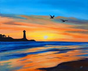 Image of painting called "Sunset Flight" - Bushfire Kitchen La Costa