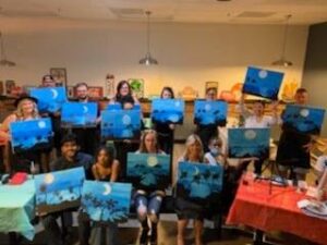 Cool River Pizza Midnight Island painting event