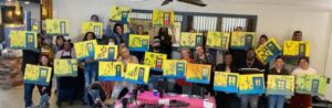 Yellow walls paint and sip painting event with Painting and Vino Sacramento