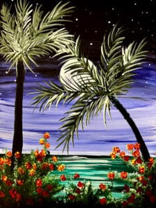 Image of painting called Night Blooms Paint and Sip with Erin