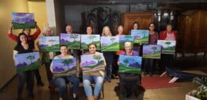 Blossoming Meadow paint and sip painting event with Painting and Vino Sacramento