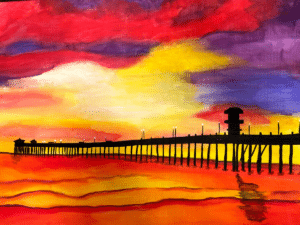 Image of painting called Huntington Beach  PIER  - paint and sip
