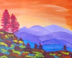 Image of painting called Mountain View painting event at Cool River Pizza