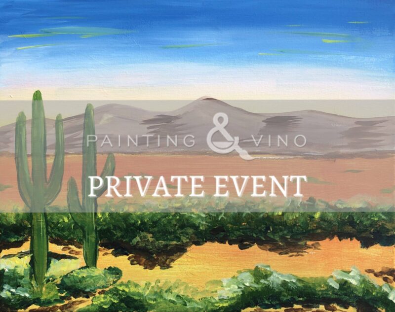 Saguaro in Fall Paint and Sip Desert Dawn Painting Party Tucson, AZ paint and sip