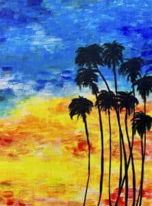 Image of painting called Sunset Palms - Paint and Sip Event