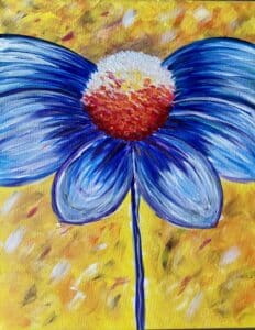 Image of painting called 'Blue Flower ' sip and Paint