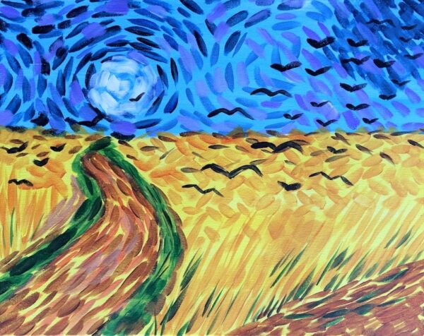 Van Gogh's Wheatfield With Crows – Paint And Sip Painting And Vino