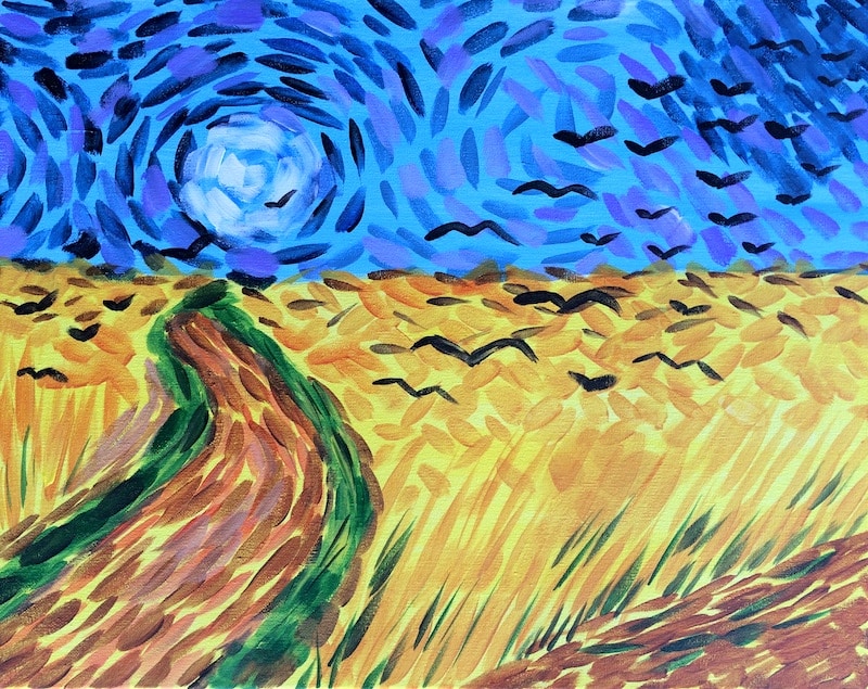 Van Gogh's Wheatfield with Crows paint and sip