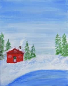 Image of painting called Holiday Cabin Paint and Sip at Viceroy Santa Monica