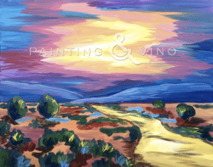 Image of painting called Desert Path Paint and Sip at Roadhouse Cinemas