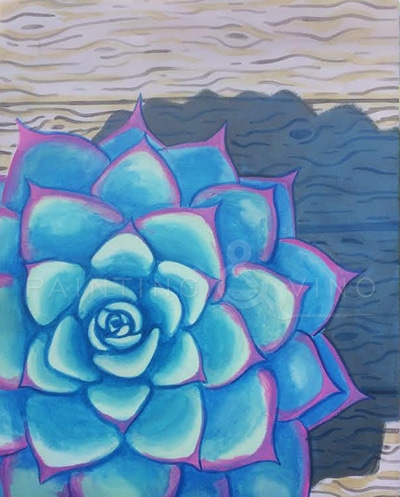 Blue Succulent Painting & Vino Tucson Paint and Sip