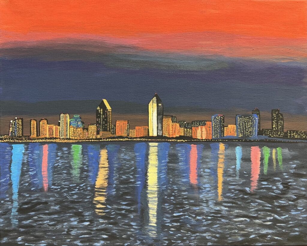 San Diego Skyline Paint And Sip Painting And Vino   Sd Skyline Final 1024x820 