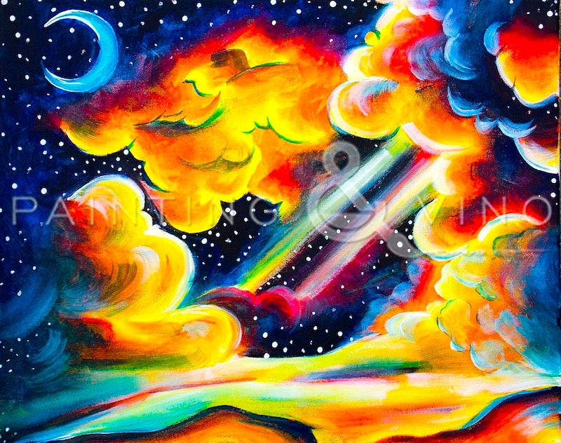 space clouds paint and sip