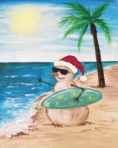 Image of painting called Snowman Gone Surfin