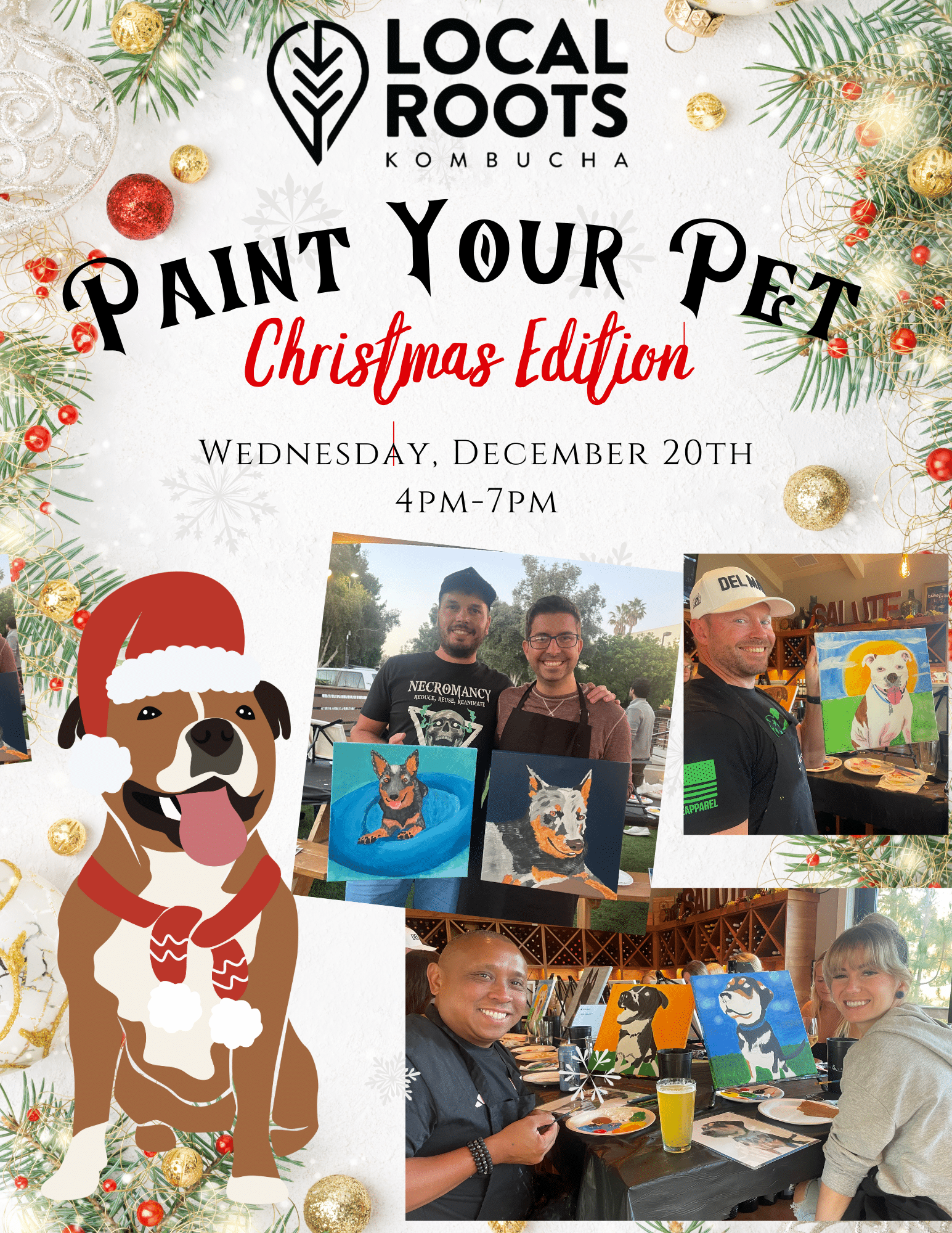 Holiday Pet Portrait paint and sip