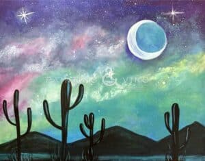 Image of painting called Saguaro Galaxy Paint and Sip at Screwbean Brewing