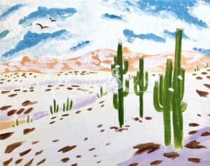 Image of painting called Snowy Desert Paint and Sip at Reforma Modern Mexican