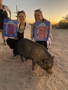Paint with Pigs at Ironwood Pig Sanctuary - Painting & Vino Tucson paint and sip