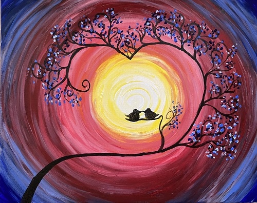 Love Birds paint and sip paint and sip