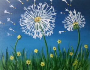 Dandelion wish paint and sip paint and sip