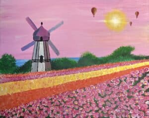 Image of painting called Field of Flowers Paint and Sip at Roadhouse Cinemas
