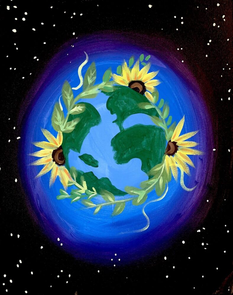 Mother Earth Beginner Earth Day Painting Class Paint and Sip paint and sip