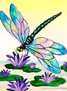 Image of painting called Dragonfly Wine and Paint