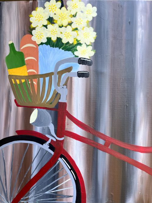 Spring Bike paint and sip painting event