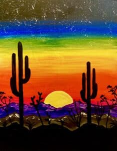 Image of painting called Desert Nights Paint and Sip at Bawker Cider