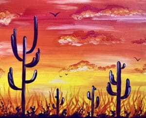 Image of painting called Fiery Desert Paint and Sip at Hoppy Vine Oro Valley